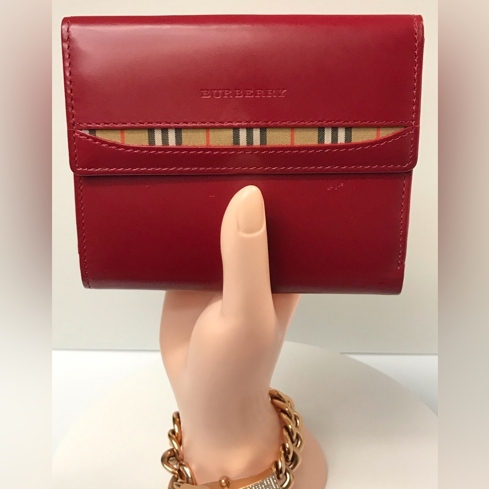 BURBERRY Red Nova Check Leather Bifold Wallet ❤️‍🔥 - Picture 11 of 17